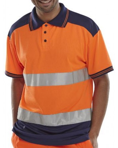 BSeen Hi-Vis Polo Shirt Two Tone Orange/Navy